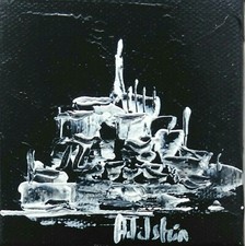 tableau original contemporain peinture 7x7 Mont-St Michel Black (2)