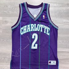 NBA JERSEY CHARLOTTE HORNETS LARRY JOHNSON CHAMPION AUTHENTIC SZ 44 VINTAGE RARE