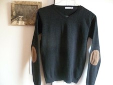 PULL 10 12 ANS MONOPRIX GRIS A COUDES EN JERSEY TBE