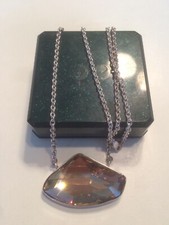 Argent Sterling Collier 925 Moderniste fumé Couleur Verre Pendentif NEUF