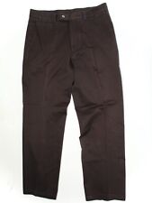 Carolina Herrera Hommes Pantalon 36x31 Solide Marron Foncé Coton Chino Casual