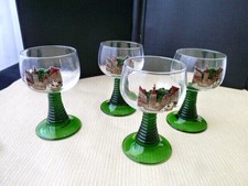 4 Verres à vin d'Alsace Décor d'un médaillon Riquewihr   