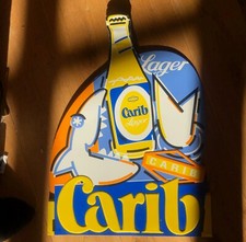 ANCIENNE PUBLICITE CARIB LAGER BEER en tôle métallique datant des années 1990