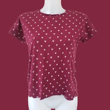 ? Tshirt rouge bordeau motif cœur blanc taille 34 ok 36 mango
