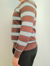 KAPPA Pull Fin effet sweat Homme Rayé turquoise Taille XL