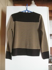 Burton- Pull à col rond - rayé marron foncé et camel- 48% laine mérinos- T1