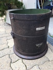 TONNEAU POT DEMI HECTOLITRE ETALON GRAIN BLE SEAU MEUBLE INDUSTRIEL DECO METAL