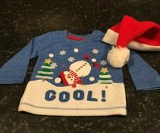 Bébé Garçons f&f Blue Christmas haut et chapeau jusqu 'à 1 mois