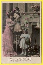 cpa fantaisie - JOUETS NOËL MERE et FILLETTES PANTIN BALLON XMAS TOYS KIDS