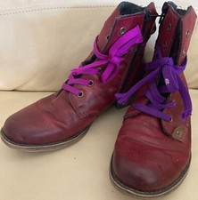 Rieker Chaussures Femmes Taille 37 Bordeaux Bottes Cuir Fermeture Point de Mire