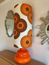 Lampe à poser Supertone - opaline orange et tissu vintage