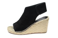 SANDALES COMPENSEES CELINE EN DAIM NOIR TALON CORDE