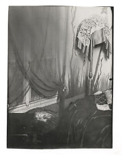 PHOTO ANCIENNE Intérieur Bourgeois 1900 Rideau Décor Tapisserie Fenêtre Motif 