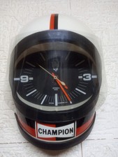 RARE HORLOGE DE GARAGE PENDULE CASQUE BOUGIE CHAMPION AUTO MOTO SPENDIA PARIS 70