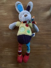 Mots d'enfants doudou lapin pois gris jaune bleu rouge vert echarpe