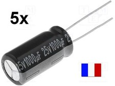 5X CONDENSATEURS CHIMIQUE 1000µF 1000MF 1000uF 25V RADIAL 105°
