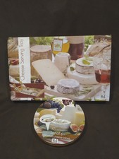 Vintage Italien Tableau Fromage Verre Bois Avec Couteaux Et Marqueurs Porcelaine