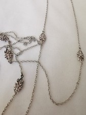 Collier ancien argent sautoir châtelaine motif edelweiss