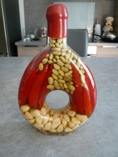 BOUTEILLE EN VERRE DECORATION CUISINE -  HARICOTS PIMENTS... - Hauteur 25 cm