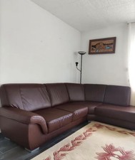 Canapé d angle marron en cuir synthétique 