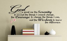 SERENITY PRAYER VINYL DECOR DECAL WALL STICKER GOD WORDS AA BIBLE LETTERING
