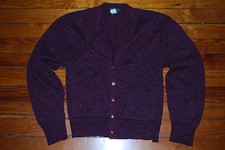 Men's Royal North Mills Dark Red Wool Confetti Cardigan Sweater (Medium)
