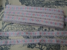 8 mètres de ruban ancien fleurs orné de dentelle largueur 1,8 cm polyamide