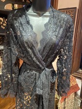 Vintage Noir Dentelle Kimono Robe Paréo Plage