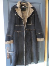 Superbe manteau long noir / fausse fourrure - marque CAMAIEU - Taille 40 - TBE
