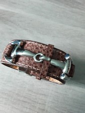 DIMACCI bracelet manchette en cuir ? et acier inoxydable 