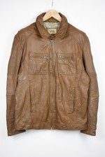 Camel Active Veste Hommes ( Ue ) 48 100% Cuir Marron Col Polo Léger