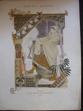 lithographie originale 1900 album  décoration hiver panneau eugene grasset