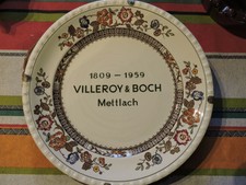 ANCIENNE ASSIETTE PUBLICITAIRE 50 ANS VILLEROY & BOCH METTLACH FAIENCE CERAMIQUE