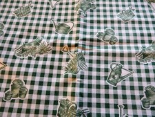 Nappe rectangulaire verte et blanche au motif jardin en Coton