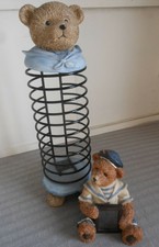 2 oursons en résine - cadre porte photo et range CD