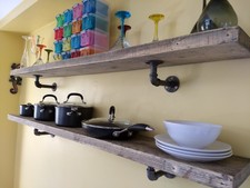 Reclaimed échafaudage planches étagères steampunk industriel IRON Pipe Support étagère