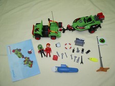 " PLAYMOBIL 3041 JEEP ET REMORQUE AVEC BATEAU DE COURSE 100 % COMPLET + MOTEUR