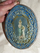 Ancien Cadre Religieux sous Verre Serti  + Vierge Souvenir Sainte Anne d' Auray