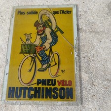  rare Pneu Hutchinson Garage Fixé Sous Verre Ancien No Plaque Émaillé Collection