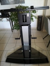 Meuble TV Design Ateca Vision 2 plateaux verre. Support TV pivotant et support p