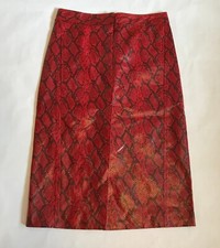Tibi Rouge et Noir Simili Cuir Peau de Serpent à Motifs Jupe Midi ,Taille 2 (US)