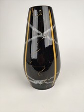 Vase céramique motif abstrait noir jaune et gris Foreign Allemagne