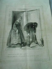 Caricature 19èm - Les Etudians de Paris regarder par le trou de la sérrure