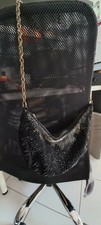Pochette Sac Velours noir avec Paillettes Chaîne Galeries Lafayette