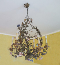 Lustre Ancienne Fer Forgé Art Nouveau Style Liberty Floral Fleurs Vs