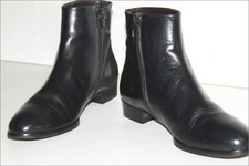 CAREL Bottines Boots Tout Cuir Lisse Bleu Pétrole et Noir Doublées Cuir T 37 TBE