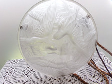 Ancienne suspension/lustre Art-Nouveau-Oiseaux/Colombes-verre compressé-XIX ème