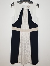 DB Womens Dress Size 14 White Navy Ivory Multicolored - BIN95