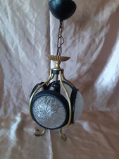 Ancien lustre suspension vintage en metal et verre  70 th,design