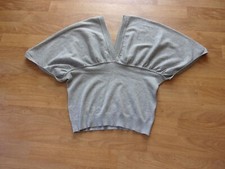 Pull léger manches courtes échancré 100% FASHION gris taille 36/38